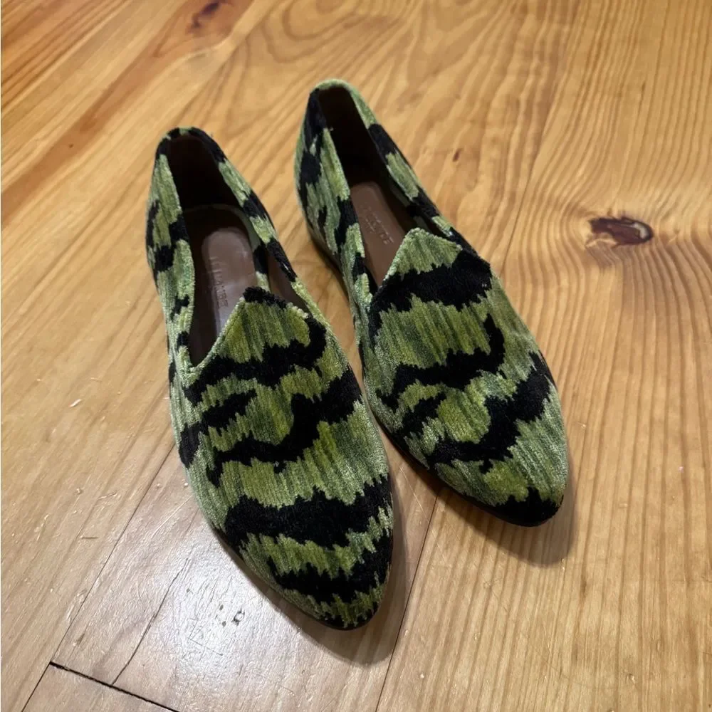 Le Monde Beryl Tiger Print Bevilacqua Velvet Venetian Slippers Green Women’s 38